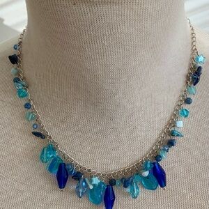 🌊 Ocean Breeze Blue Beaded Cluster Necklace 🌊